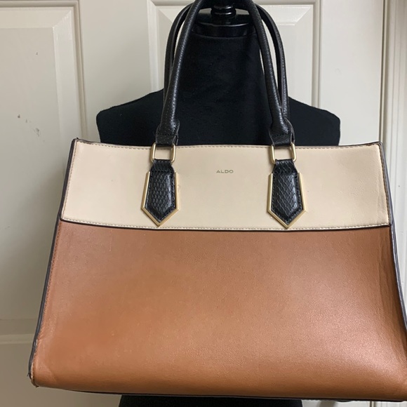 Aldo Bags Aldo Tan And Cream Dark Satchel Brown Purse 4 X 1 Poshmark